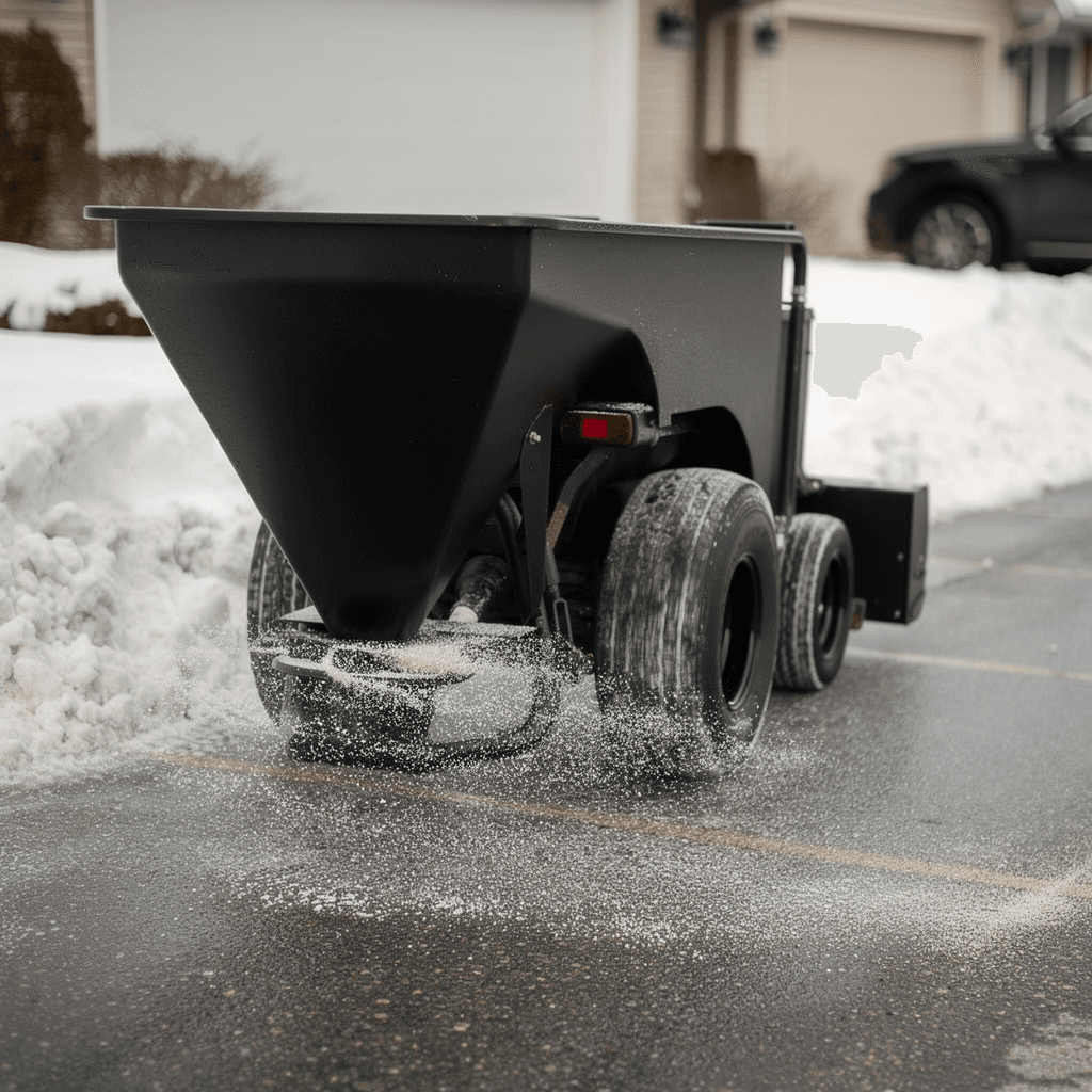 Salt spreading machine for winter maintenance and ice prevention in Barrie